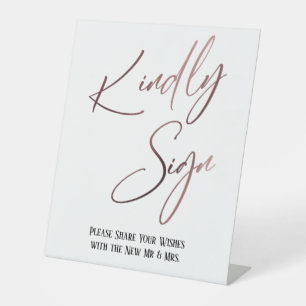 Bitte unterschreiben Sie Rose Gold Handschrift Ein Sockelschild