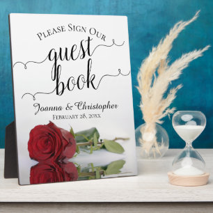Bitte unterschreiben Sie unsere Gästebuch-Rote Ros Fotoplatte