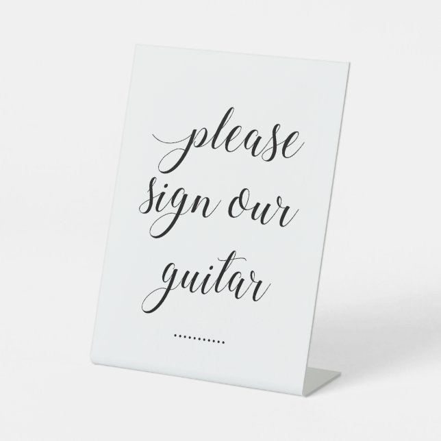 Bitte unterschreiben Sie unsere Gitarrenhochzeit Sockelschild (Vorderseite)