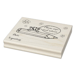 "Bitte unterschreiben und zurückgeben" Lehrerin Gu Gummistempel