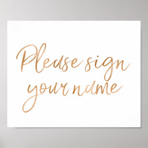 Bitte unterzeichnen Sie Ihre Name Rose Gold 8x10 H Poster