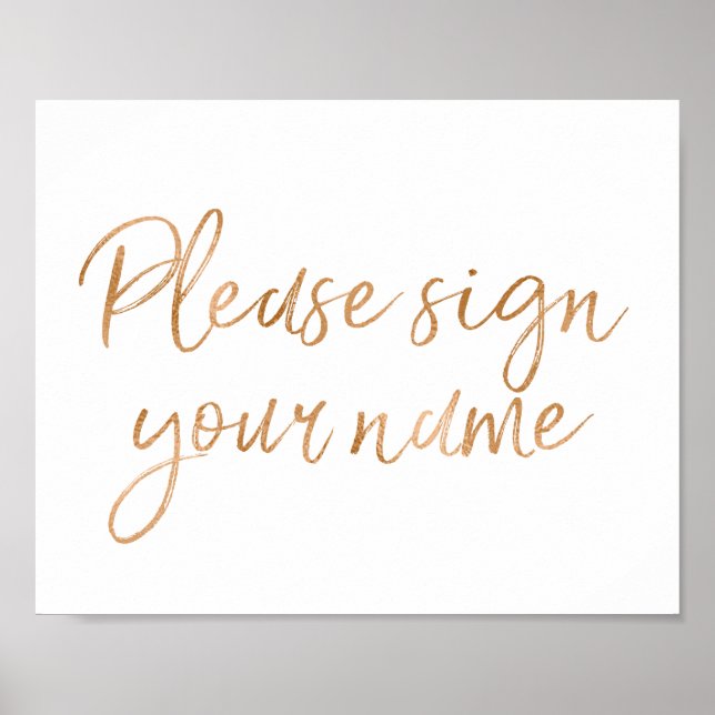 Bitte unterzeichnen Sie Ihre Name Rose Gold 8x10 H Poster (Vorne)