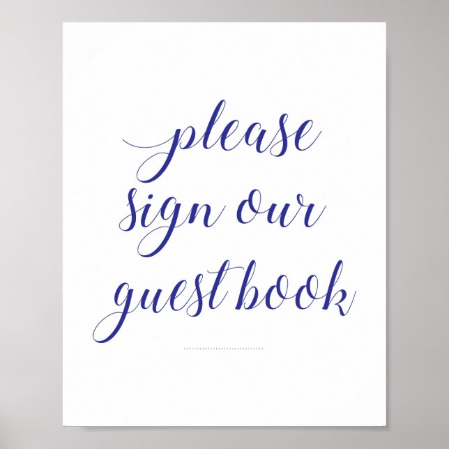 Bitte unterzeichnen Sie unser Gästebuch Navy Blue  (Vorne)
