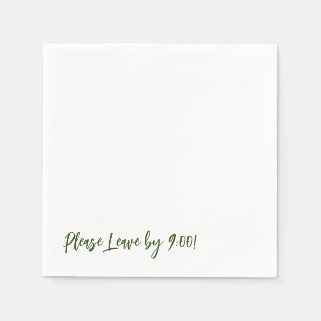 Bitte Verlass bis 9:00 Uhr! Einfache Design Funny  Serviette (Vorderseite)