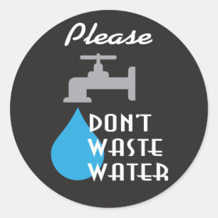 Bitte verschwenden Sie kein Wasser Retro-Design Runder Aufkleber