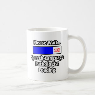 Bitte warten...Sprach-Pathologe laden Kaffeetasse