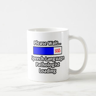 Bitte warten...Sprach-Pathologe laden Kaffeetasse