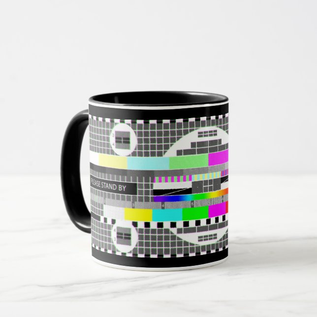 "Bitte warten" TV-Testbild Tasse (Vorderseite Links)