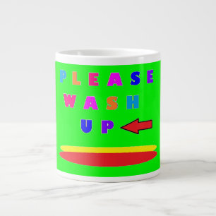 Bitte waschen Sie Designkalk grün mit Worten Jumbo-Tasse