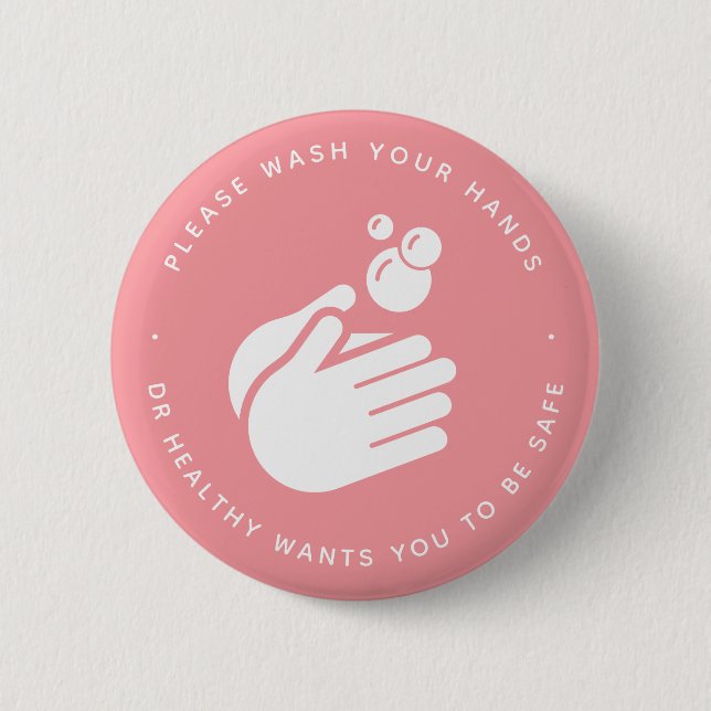 Bitte waschen Sie sich die Hände - Hand waschen Co Button (Vorderseite)