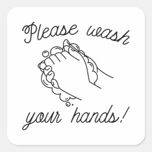 Bitte waschen Sie sich die Hände Quadratischer Aufkleber
