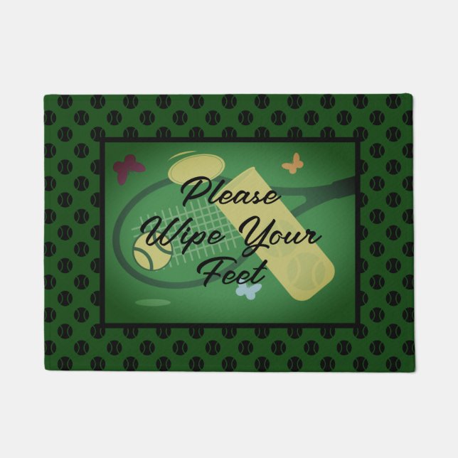 Bitte wischen Sie Ihre Füße coolen Tennis Begrüßun Fußmatte (Vorderseite)
