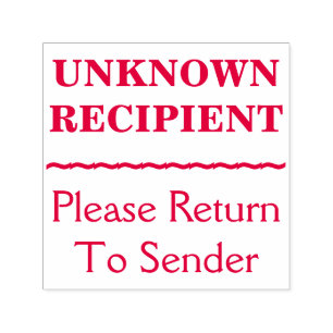 "Bitte zurück zum Absender", "UNBEKANNTER EMPFÄNGE Permastempel