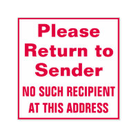 "Bitte zurück zum Sender" Gummi-Briefmarke