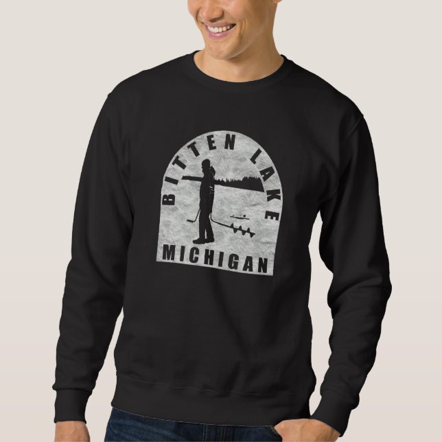Bitten Lake Eisangeln Michigan Sweatshirt (Vorderseite)