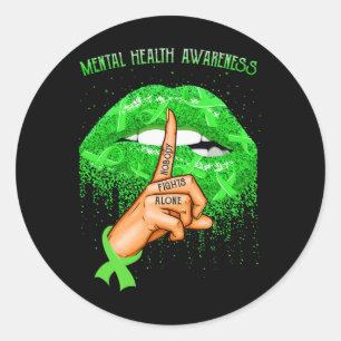 Bitten Lippen Mental Health Awareness Montag Runder Aufkleber