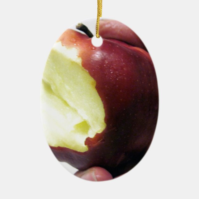 Bitten Red Apple Keramikornament (Vorne)