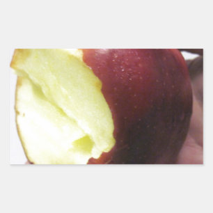 Bitten Red Apple Rechteckiger Aufkleber