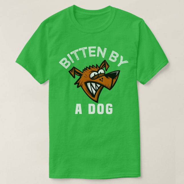 Bitten von einem Hund wütend Hund Biss lustiges Ge T-Shirt (Design vorne)