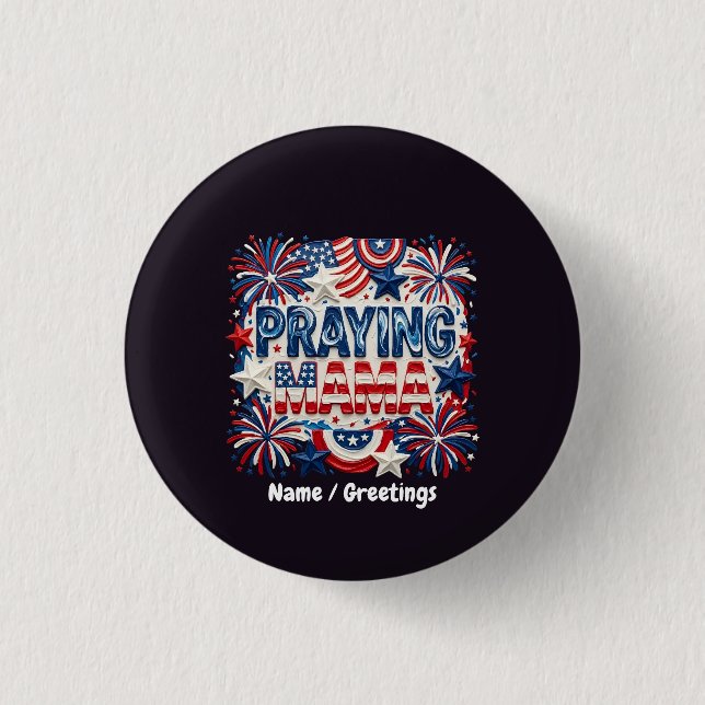 Bittende Mutter Patriotischer Kunstdruck  Rot, Wei Button (Vorderseite)