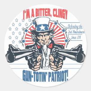 Bitter, Clingy Gun Toting Patriot Uncle Sam Gear Runder Aufkleber