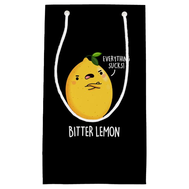 Bitter Lemon Funny Fruit Pun Dark BG Kleine Geschenktüte (Vorderseite)