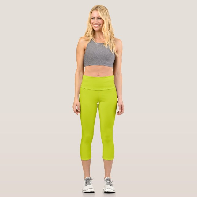 Bittere Zitrone (Vollfarbe) Capri Leggings (Vorderseite)