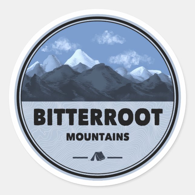 Bitterroot Mountains Camping Runder Aufkleber (Vorderseite)