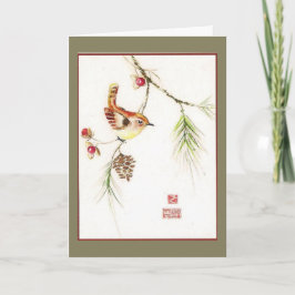 Bittersüß--Carolina-Zaunkönig. Feiertagskarte