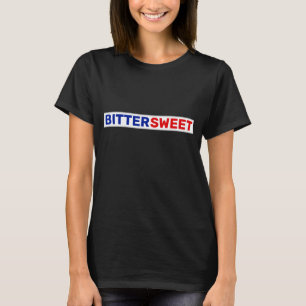 Bittersüß in Blau und Rot Text T-Shirt