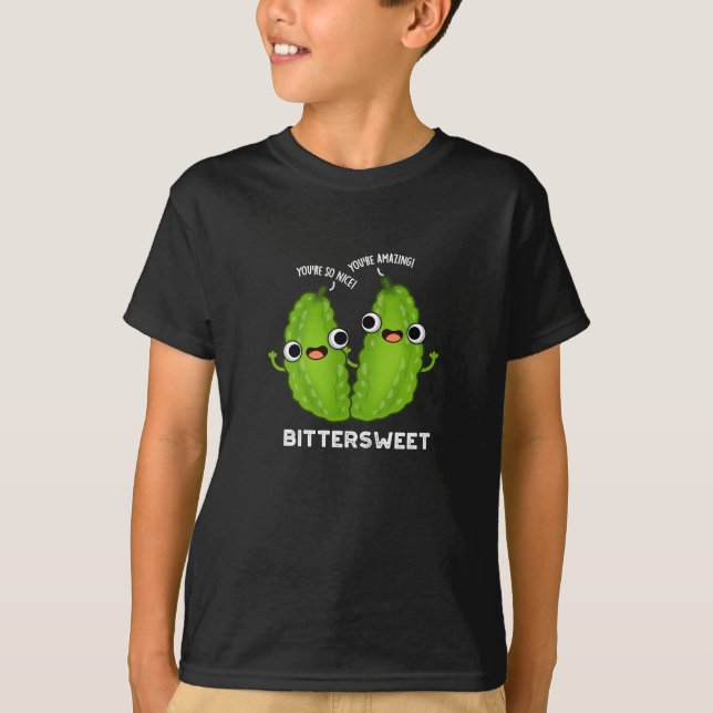 Bittersweet Funny Bitter Gourd Pun Dark BG T-Shirt (Vorderseite)