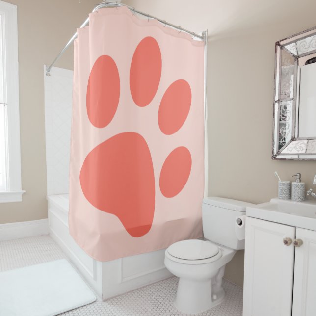 Bittersweet Orange Paw Print Duschvorhang (Beispiel)