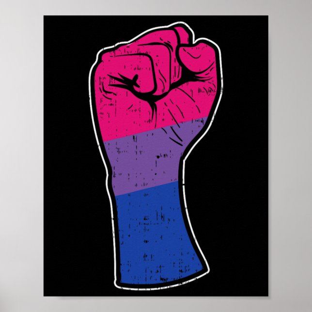 Biual Fist Bi Pride Flag Support Resist Rights Lgb Poster (Vorne)