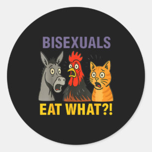 Biuals essen was überraschend Hühnerkatze zum LGBb Runder Aufkleber
