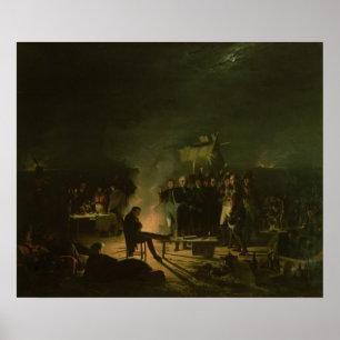 Bivouac von Napoleon I. über Schlacht auf dem Schl Poster