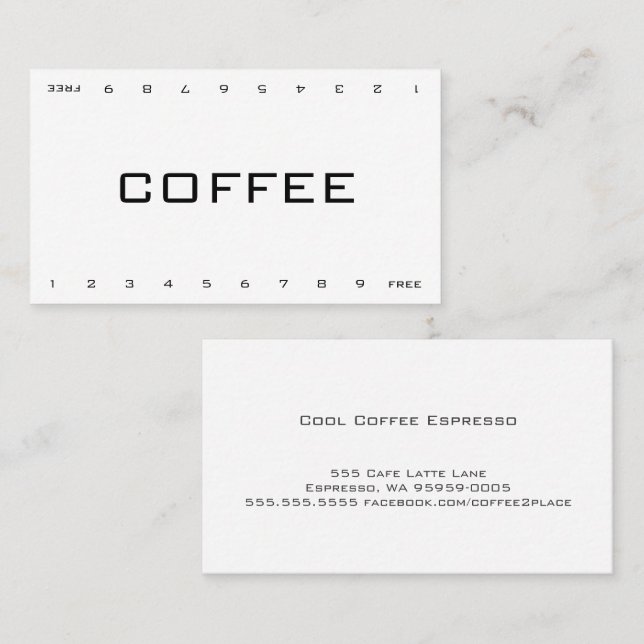 Biz Double Number Loyalty Coffee Punch Card Treuekarte (Vorne/Hinten)