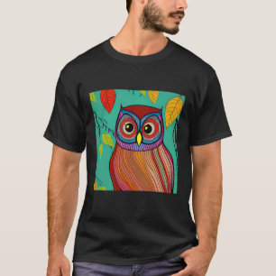 Bizarre bunte Volkskunst abstrakt Eule T-Shirt