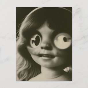 Bizarre Doll Head Halloween Postcard Postkarte