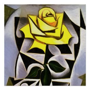 Bizarre geometrische Gelbe Rose Kunst Poster