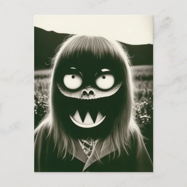 Bizarre Halloween Postkarte (Vorderseite)