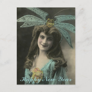 Bizarre Hat New Year wünscht Feiertagspostkarte