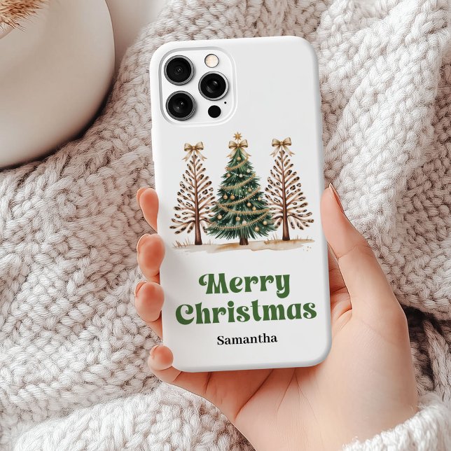 Bizarre Leopardenprint-Weihnachtsbäume mit individ Case-Mate iPhone Hülle (Cozy leopard print Christmas trees custom name phone case)