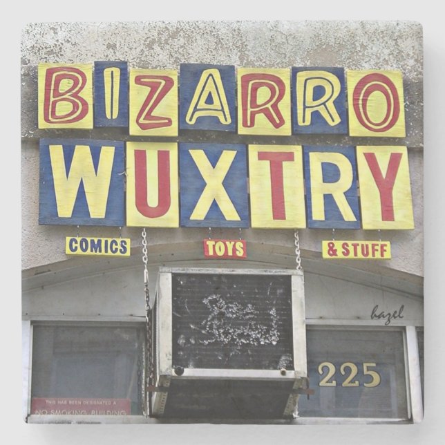 Bizarro Wuxtry, Athen, Ga, Marmorstein Untersetzer (Vorderseite)