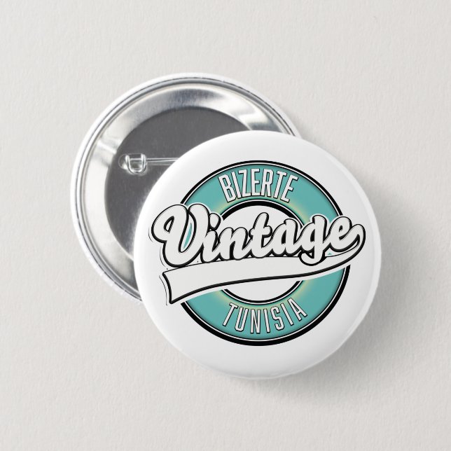 Bizerte Tunesien Vintage-Logo Button (Vorne & Hinten)