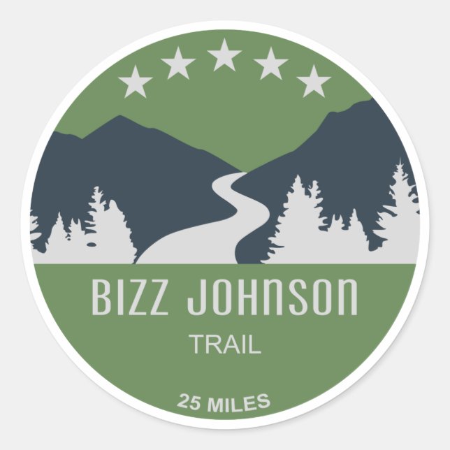 Bizz Johnson Trail Runder Aufkleber (Vorderseite)