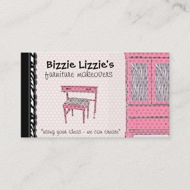 Bizzie Lizzie Zebra und Dots Business Card Visitenkarte (Vorderseite)
