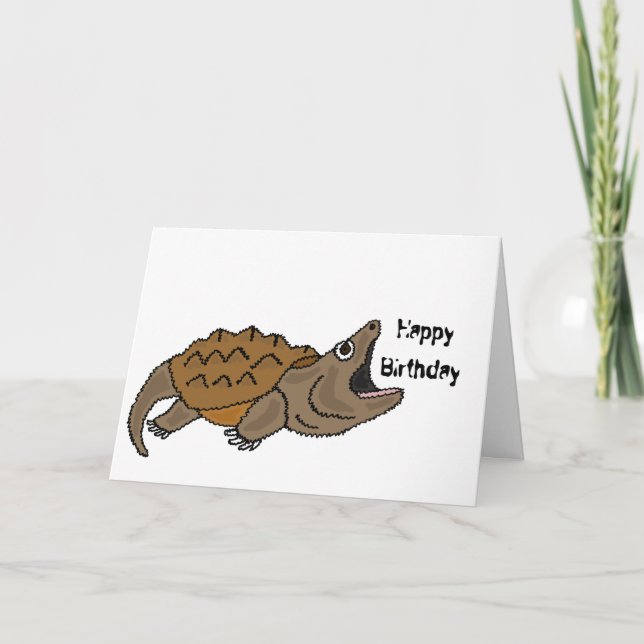 BJ - Funny Snapping Turtle Birthday Card Karte (Vorderseite)
