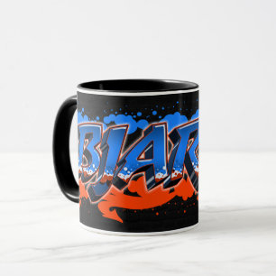 Bjarne Vorname Name Graffiti blue orange Tasse