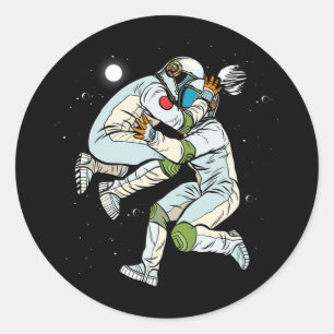 BJJ Astronaut Flying Jiu-Jitsu Kampfkunst Runder Aufkleber