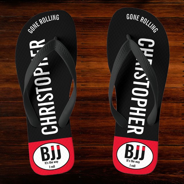 BJJ Black Belt Rolling Fügen Sie Ihren Namen Jiu J Flip Flops (Personalized Jiu Jitsu Flip Flops)